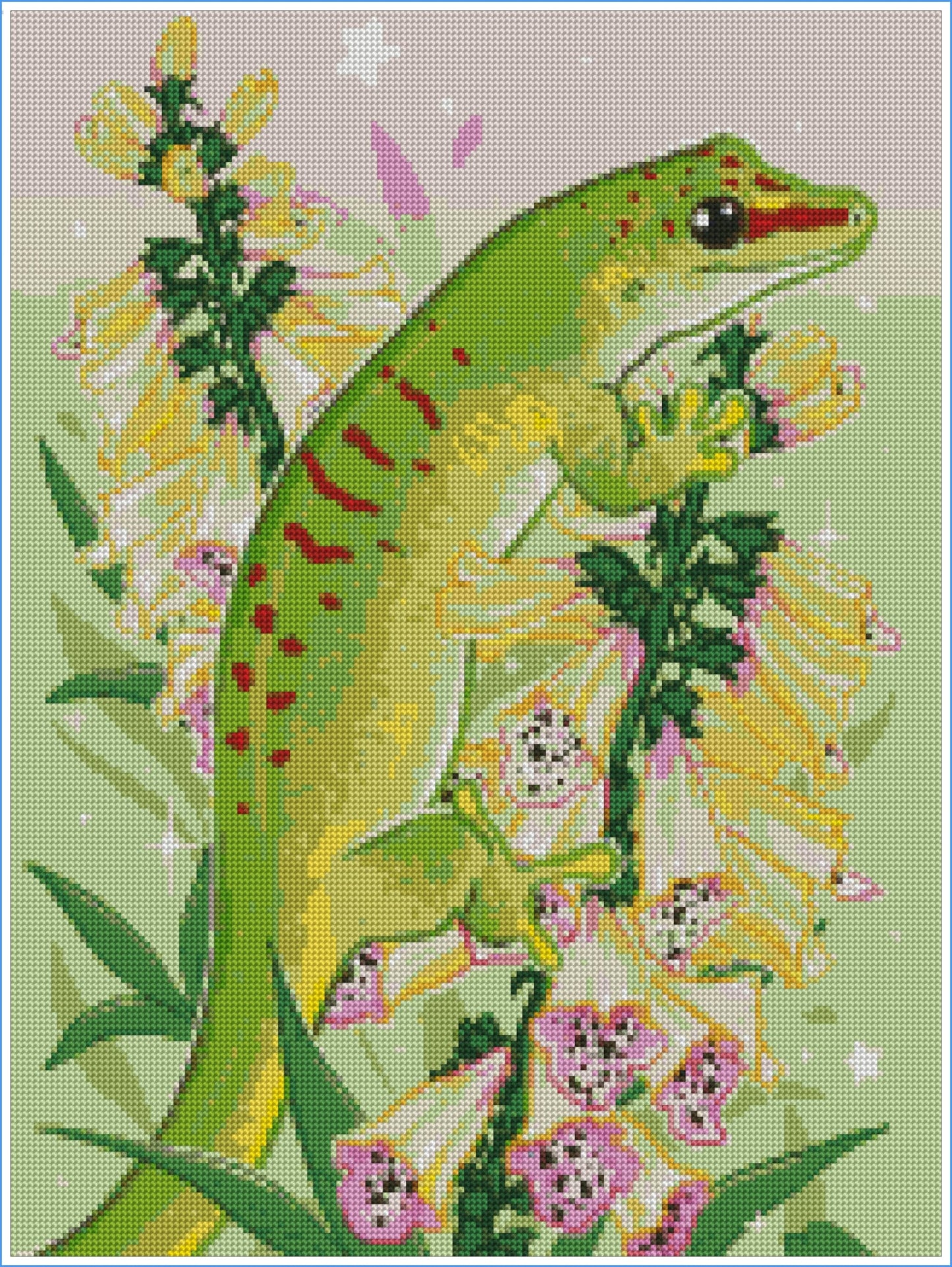 Foxglove Day Gecko by Angelxbeans- Diamond Art Kit (45x60cm, Round Drill)