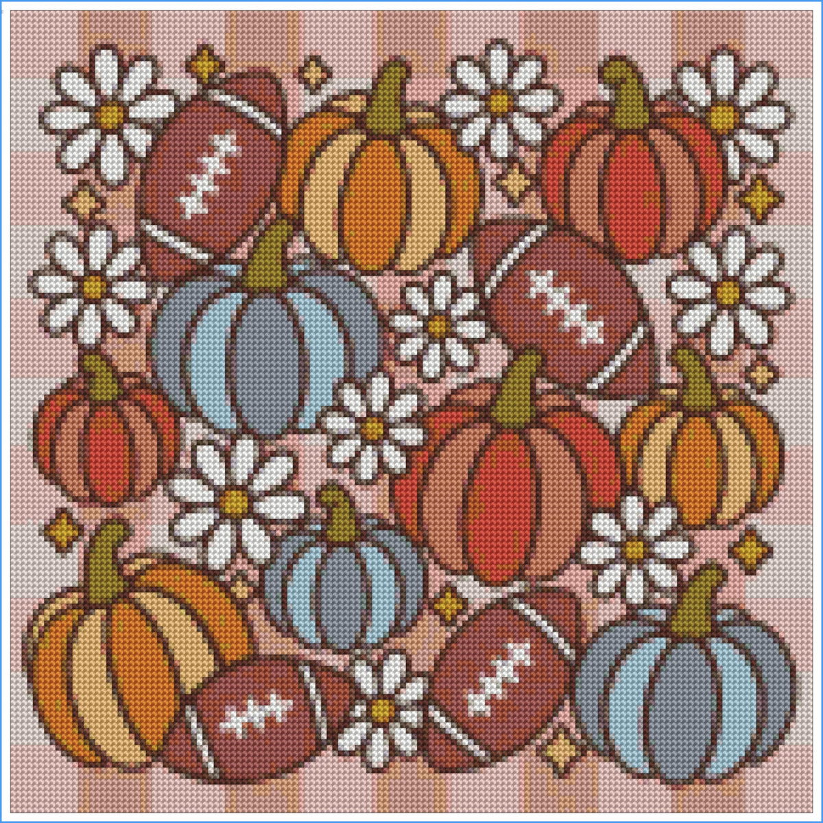 Groovy Fall Football by Textile Bakery – Diamond Art Kit (40x40cm)
