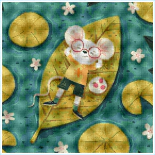 Lily Pond Mouse by Ellie Ohnora – Diamond Art Kit (40x40cm)