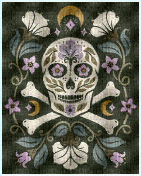 Floral Moon Skull by Carey Copeland – Diamond Art Kit (40x50cm)