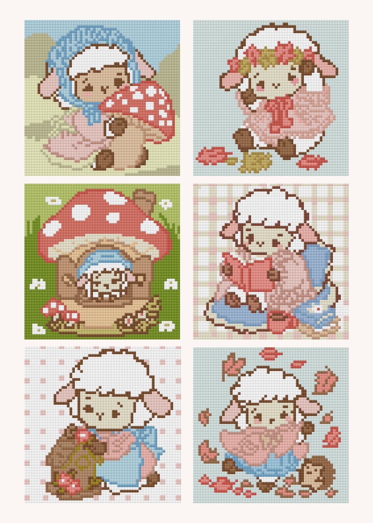 Cozy Cottage Lamb by Blumensdiary – little whimsies Mini Diamond Art Set