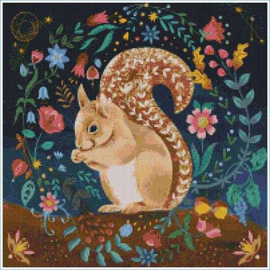 Autumn Acorn Squirrel by Lisa Powell Braun – Diamond Art Kit (50x50cm, Square Drill)