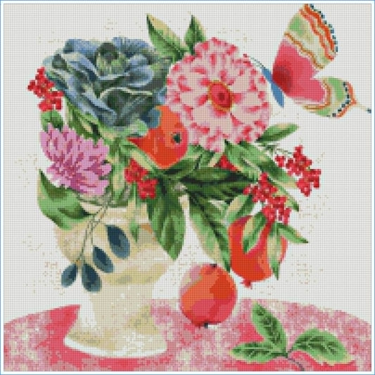 Zinnias, Berries & Wings by Lisa Powell Braun – Diamond Art Kit (50x50cm)