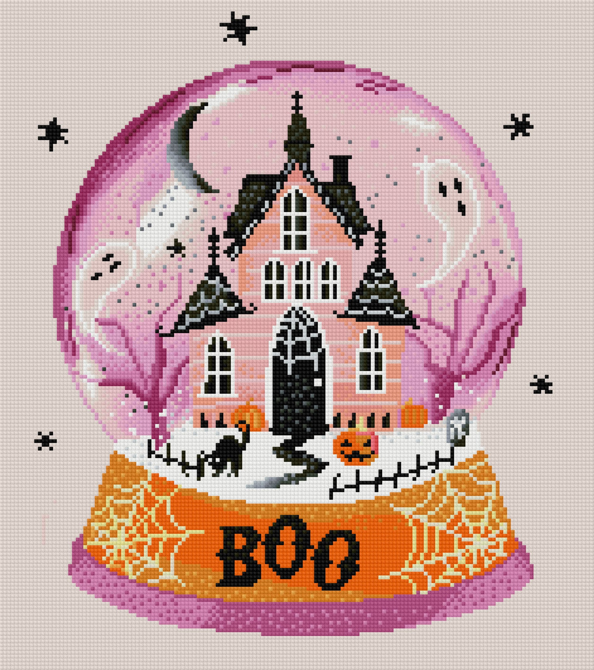 Pink Haunted Snow Globe by Rose Halsey- Diamond Art Kit (40x45cm, Square Drill)