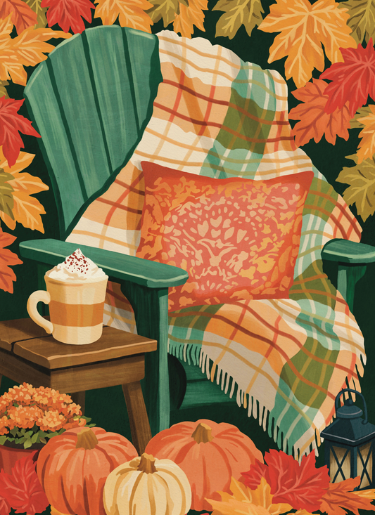 Autumn Chair by Lisa D Art Designs – Diamond Art Kit (40x55cm, Square Drill) Hand Rendered
