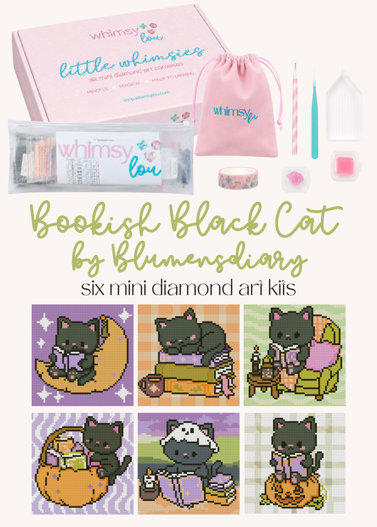 Bookish Black Cat by Blumensdiary – little whimsies Mini Diamond Art Set