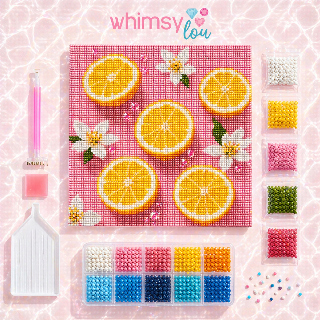 Pink Lemon Glow- Diamond Art Kit (40x40cm, Round Drill)