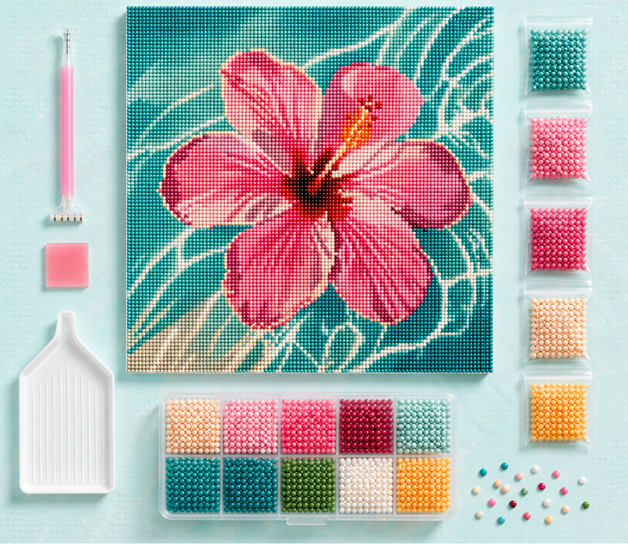 Saltwater Hibiscus- Diamond Art Kit (40x40cm, Round Drill)