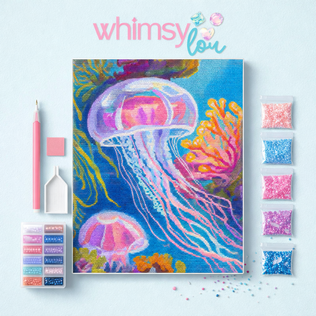 Electric Dancing Jellyfish - Diamond Art Kit (40x50cm, Round Drill)