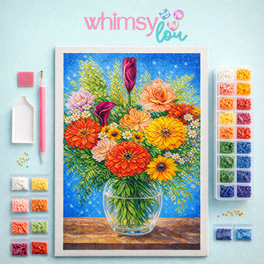 Summer in a Vase- Diamond Art Kit (50x70cm, Round Drill)