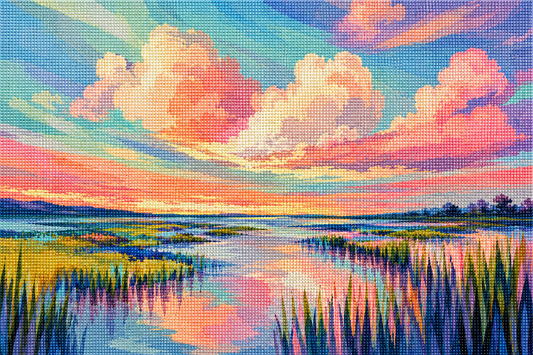 Whispers Across the Marsh- Diamond Art Kit (60x40cm, Round Drill)