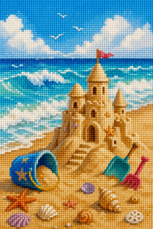 Seaside Sandcastle- Diamond Art Kit (40x60cm, Square Drill)