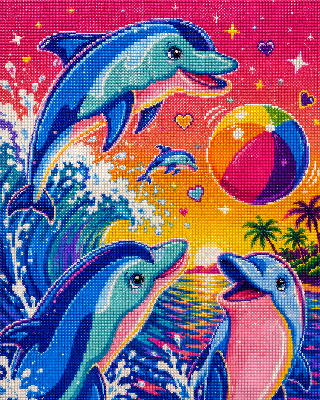 Dolphin Splash Party- Diamond Art Kit (40x50cm, Square Drill)