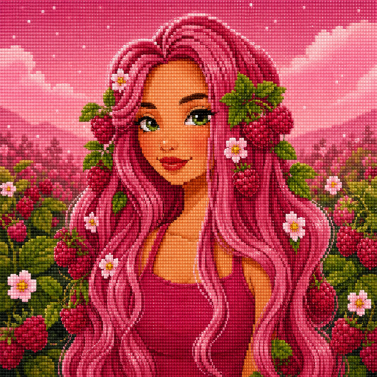 Raspberry Blush Beauty- Diamond Art Kit (50x50cm, Square Drill)