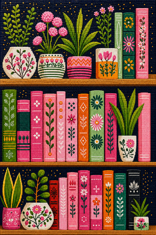 Petals & Paperbacks- Diamond Art Kit (40x60cm, Square Drill)