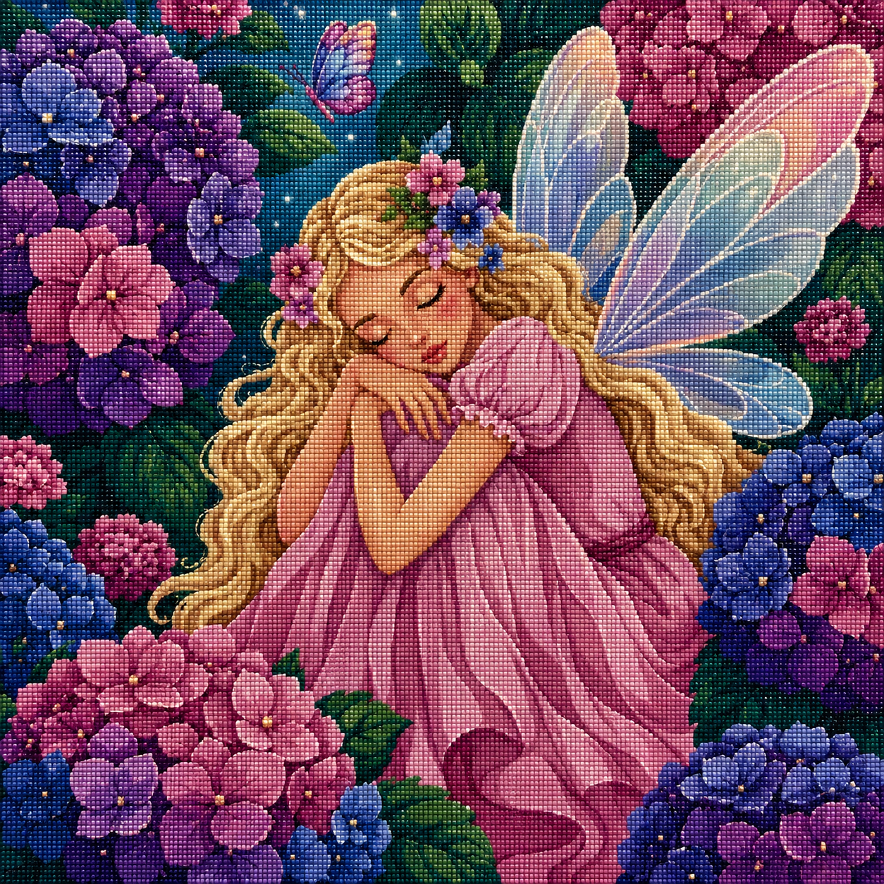 Hydrangea Dream Fairy- Diamond Art Kit (50x50cm, Square Drill)