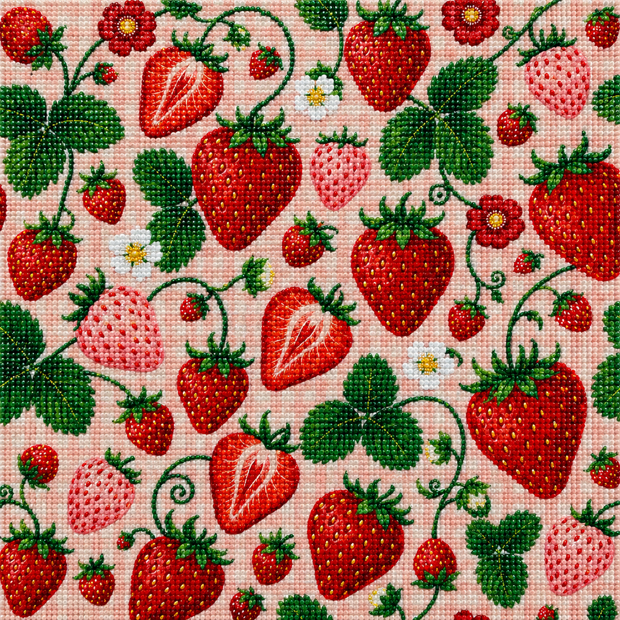 Vintage Strawberry Patch- Diamond Art Kit (40x40cm, Round Drill)