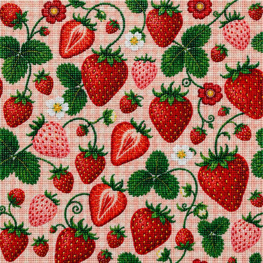 Vintage Strawberry Patch- Diamond Art Kit (40x40cm, Round Drill)