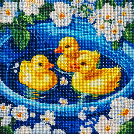 Daisy Ducklings Splashing- Diamond Art Kit (40x40cm, Round Drill)