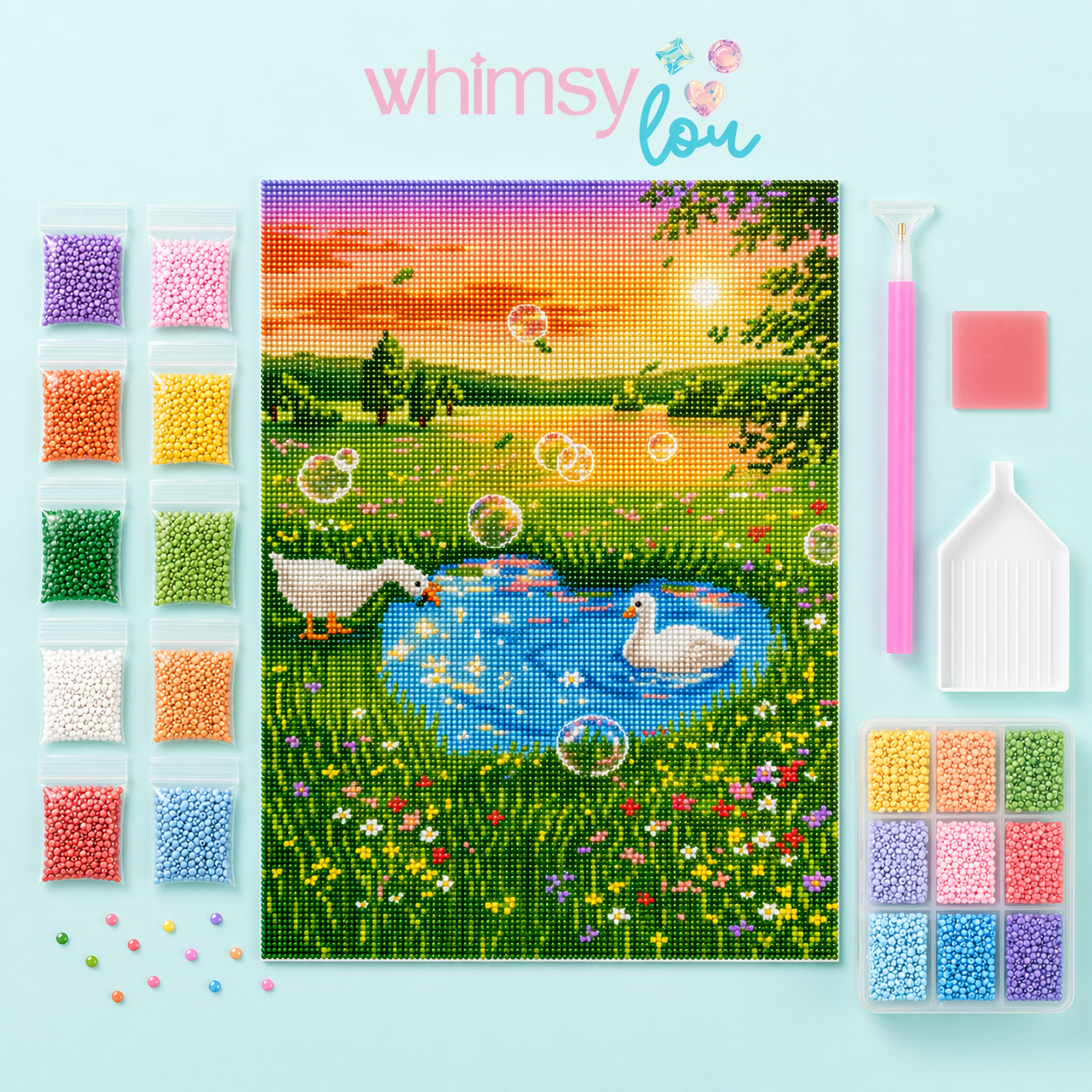 Golden Meadow Pond- Diamond Art Kit (50x70cm, Square Drill)