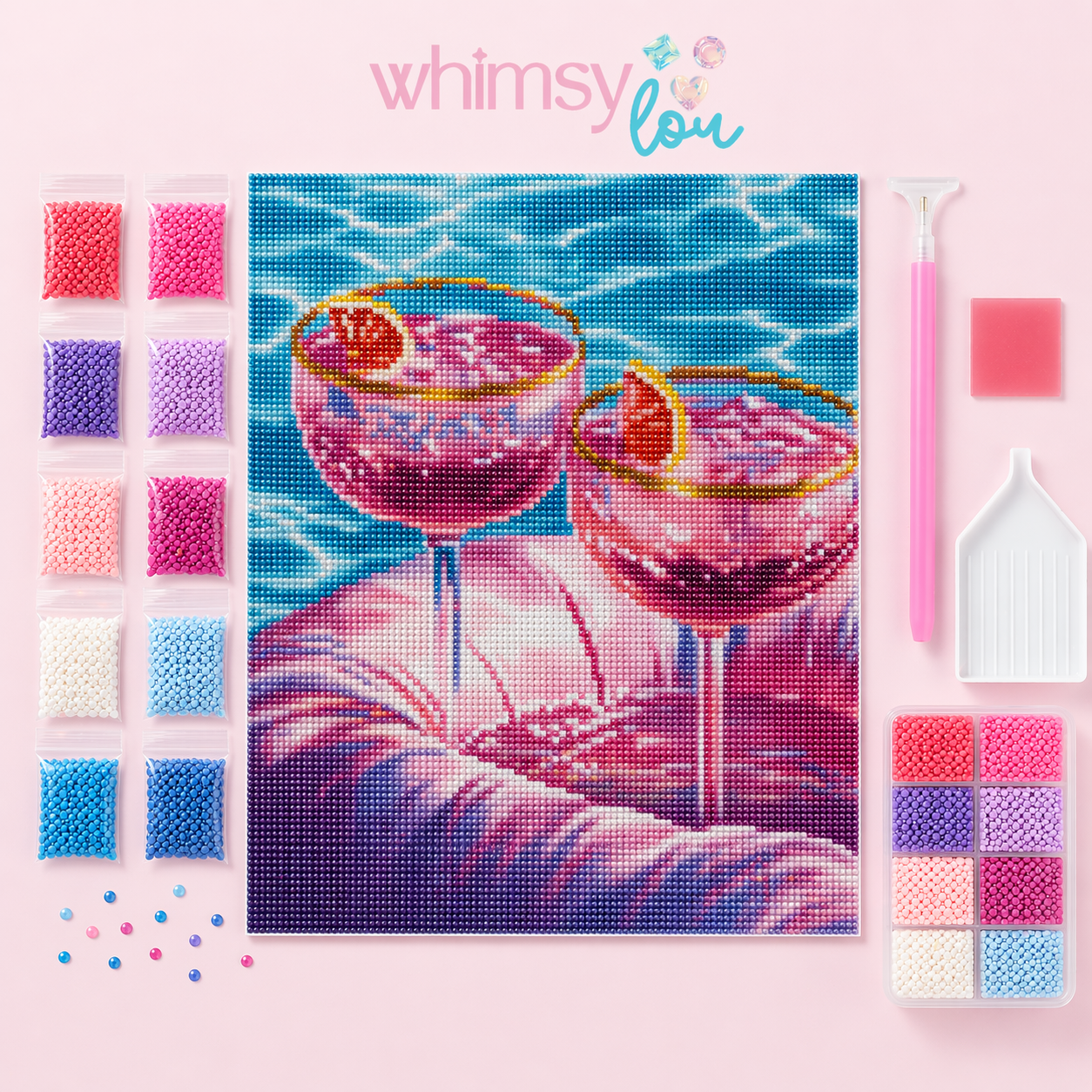 Summer Rosé Splash- Diamond Art Kit (40x40cm, Square Drill)
