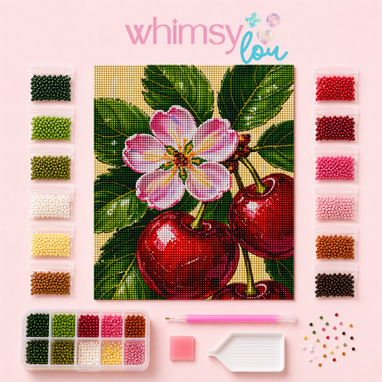 Sugar Cherry Blossom- Diamond Art Kit (40x60cm, Round Drill)