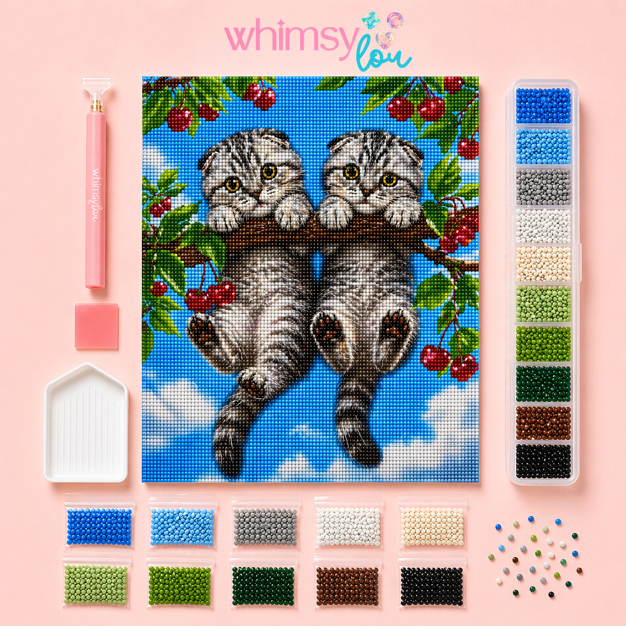 Mona & Marge Up in the Cherry Tree- Diamond Art Kit (40x50cm, Square Drill)