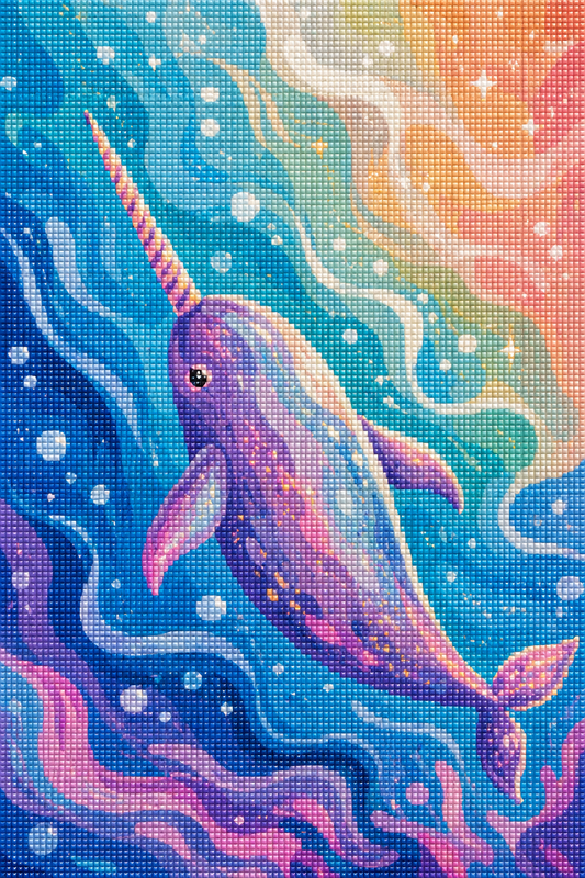 Stardust Narwhal- Diamond Art Kit (40x60cm, 100% Whimsy Dust Square Drill)