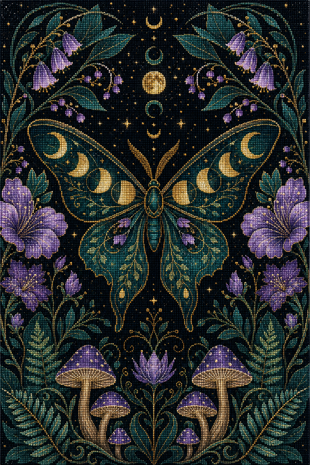 Midnight Moonwing Garden- Diamond Art Kit (50x75cm, Square Drill)
