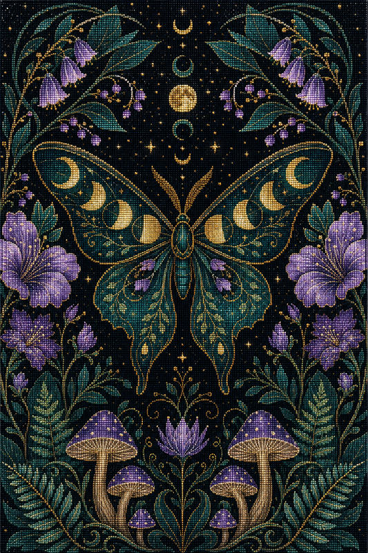 Midnight Moonwing Garden- Diamond Art Kit (50x75cm, Square Drill)