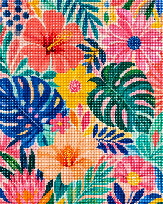 Tropical Bloom Burst- Diamond Art Kit (40x50cm, Round Drill)