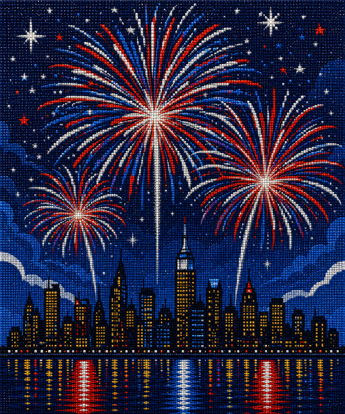 Red, White & City Lights – Diamond Art Kit (50x60cm, Square Drill)