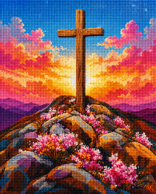 Sunset at Calvary- Diamond Art Kit (40x50cm, Square Drill)