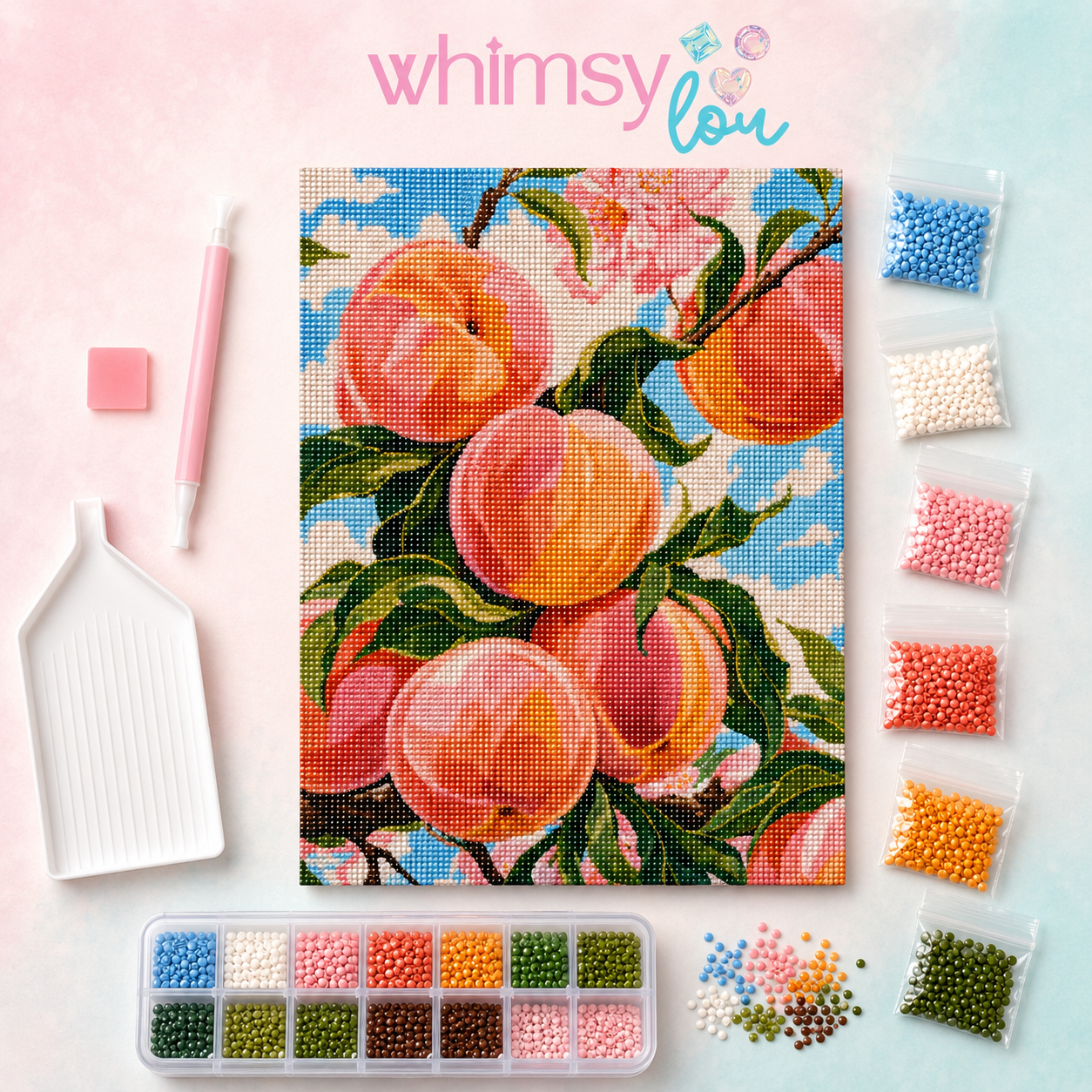 Peach Blossoms- Diamond Art Kit (40x60cm, Round Drill)