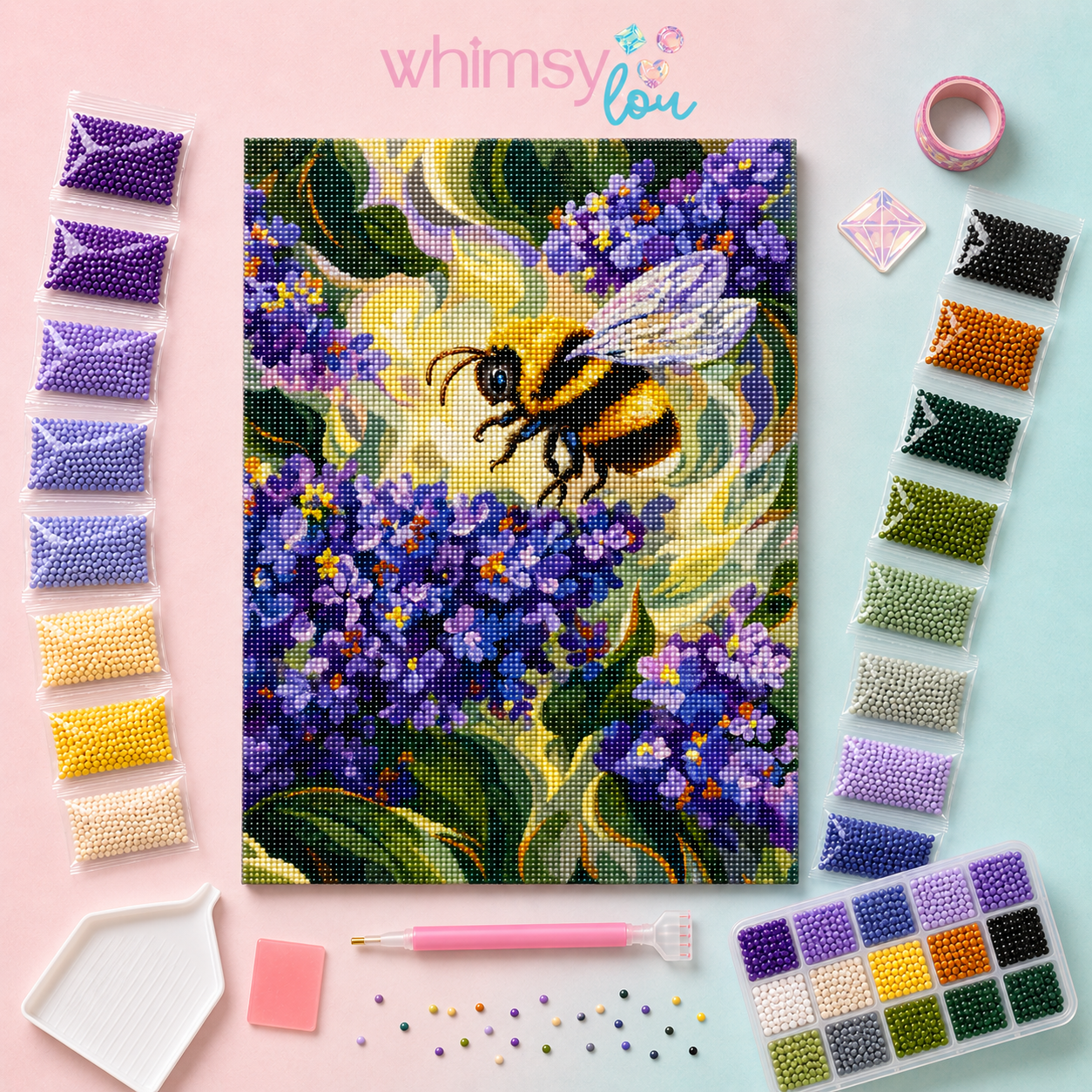 Lavender Buzz- Diamond Art Kit (40x60cm, Round Drill)