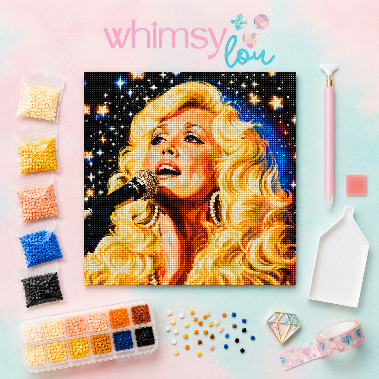 Diamond Girl in a Rhinestone World- Diamond Art Kit (50x50cm, Square Drill)