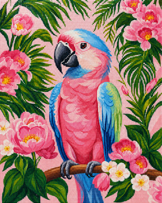 Palm Paradise Parrot- Diamond Art Kit (40x50cm, Square Drill)