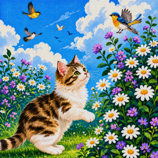 Daisywatch Kitten- Diamond Art Kit (50x50cm, Round Drill)