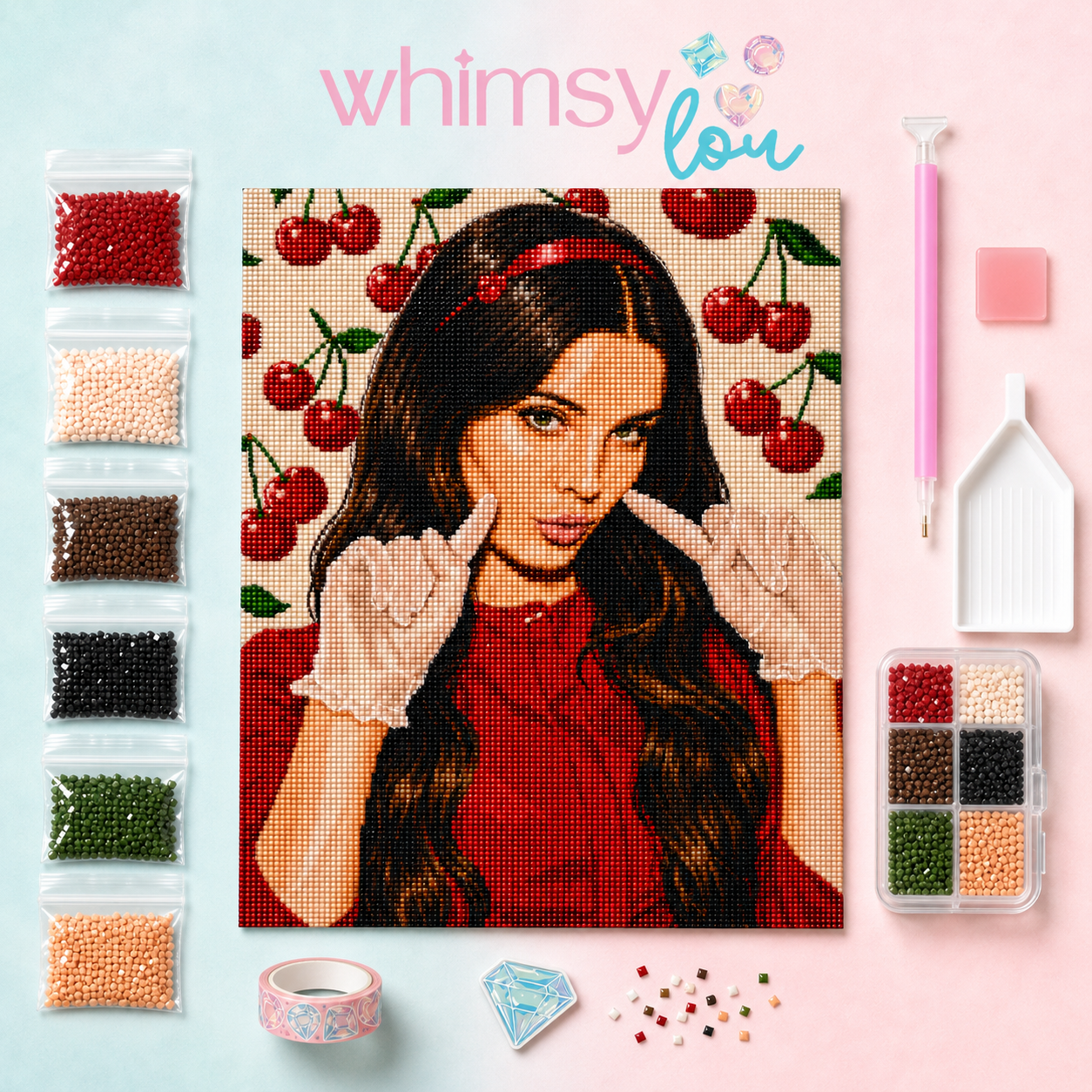 Cherry Cola Girl- Diamond Art Kit (40x60cm, Square Drill)