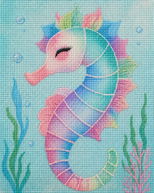 Shimmering Seahorse- Diamond Art Kit (40x50cm, 100% Whimsy Dust Square Drill)