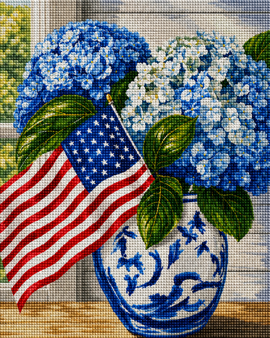 Patriot Petals- Diamond Art Kit (40x50cm, Square Drill)