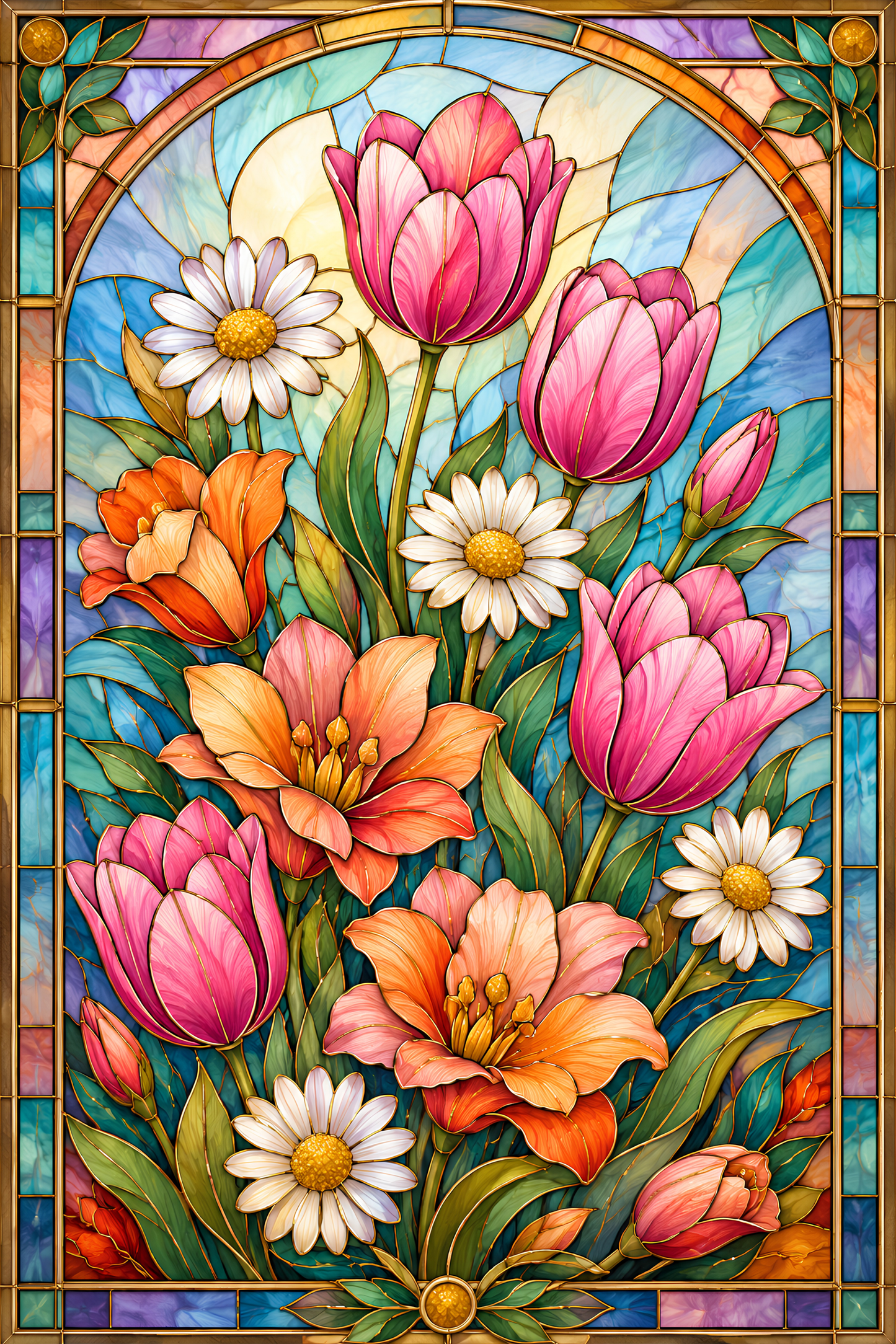 Radiant Floral Window- Diamond Art Kit (80x120cm, Square Drill)