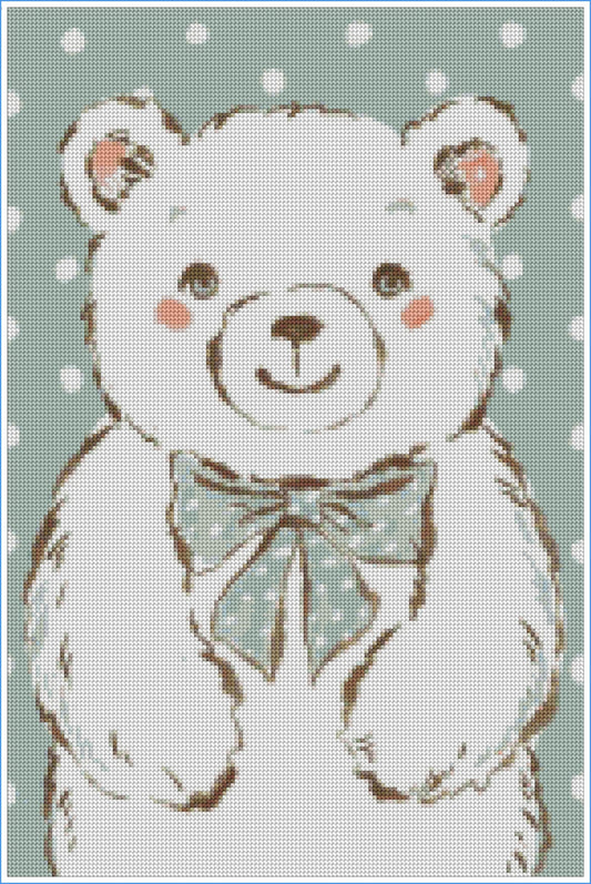Mint Bow Bear by Hanna Symo- Diamond Art Kit (40x60cm, Round Drill)
