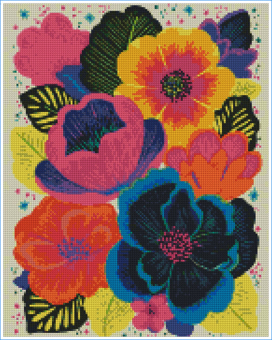 Neon Floral Bouquet by Lisa D Art Designs – Diamond Art Kit (40x50cm, Round Drill)