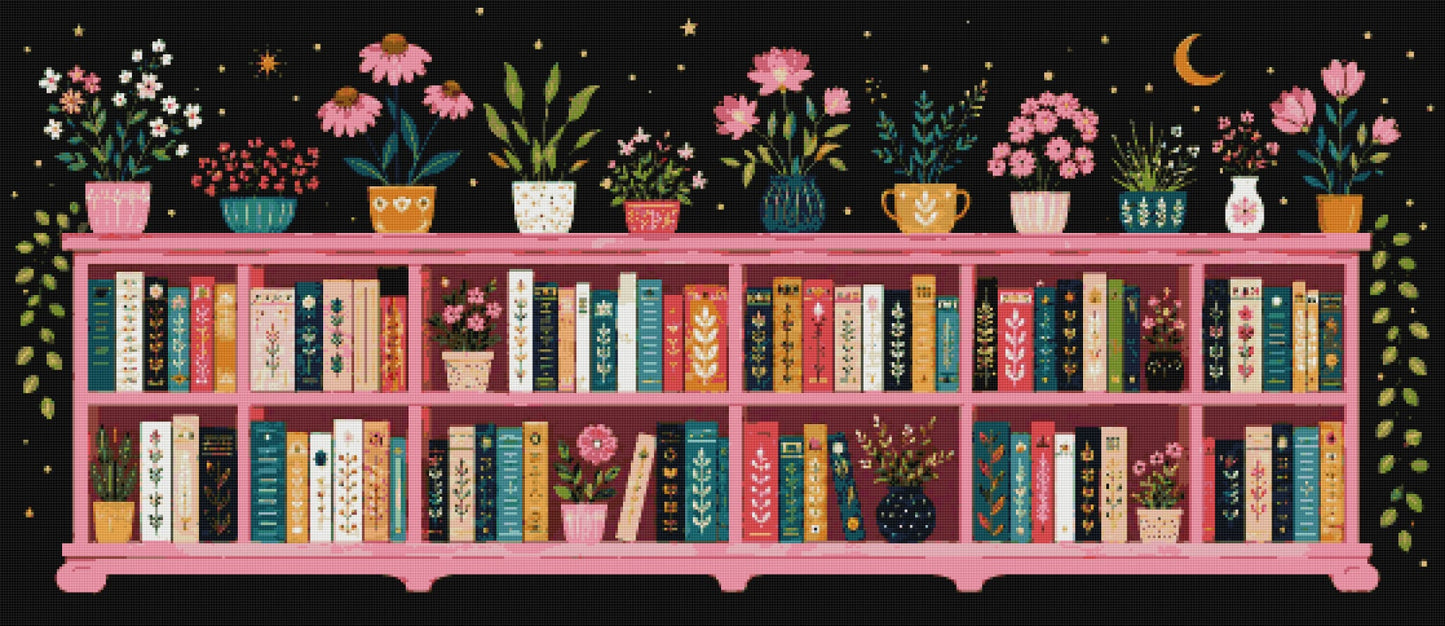Midnight Bloom Library Extra Wide- Diamond Art Kit (140x60cm, Square Drill)