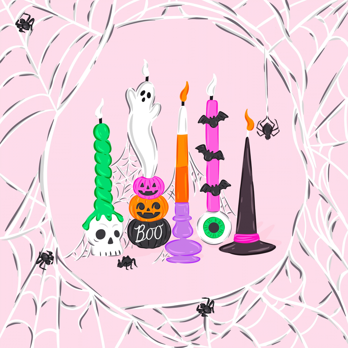 Spooky Candlelight by Kate Clay Illustration– Diamond Art Kit (40x40cm Square Drill) Hand Rendered