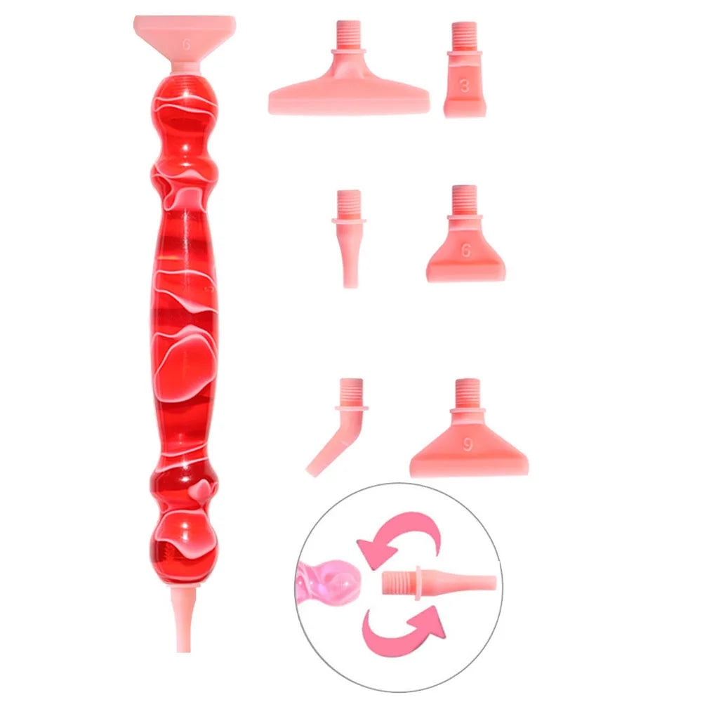 Diamond Painting Pen Set, Premium Resin Diamond Art Pen with 6 Replaceable Metal Tips
