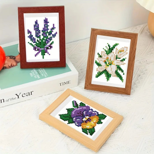 12pcs DIY Flower Mini Diamond Painting Full Square Diamond Art Mosaic Picture Art Craft Kit Christmas Home Decor Handmade Gift