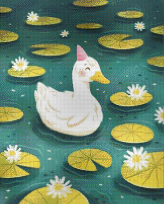 Puddle Party Duck by Ellie Ohnora – Diamond Art Kit (40x50cm, Square Drill)
