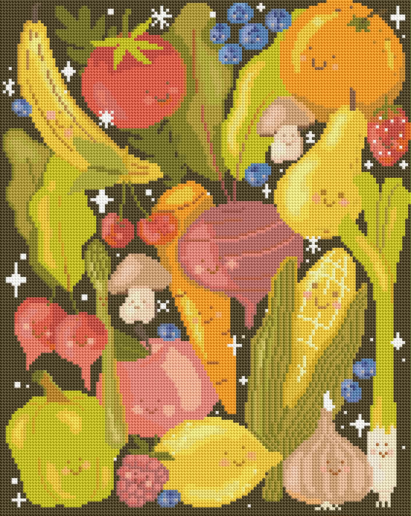 Happy Veggies by Almo Studio– Diamond Art Kit (40x50cm Round Drill) Hand Rendered